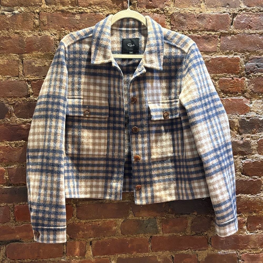 RAILS BEIGE BLUE PLAID STEFFLI BUTTON DOWN SIZE L